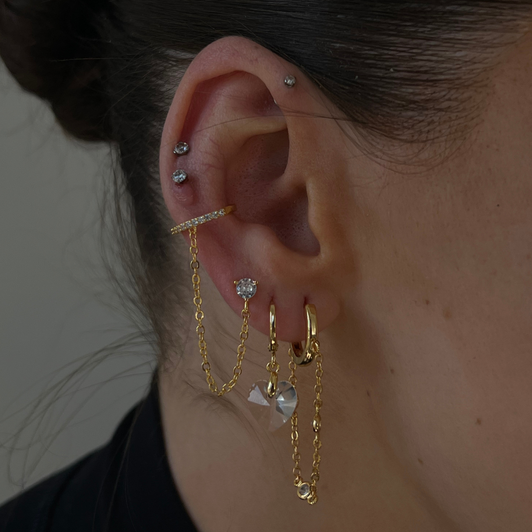 CZ stone stud/ear cuff